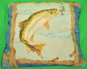 Hand-Needlepoint "Leaping Trout" Pillow