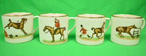 "Set x 4 Abercrombie & Fitch Fox-Hunt Demitasse Andover China Cups" Hand-Painted By Frank Vosmansky