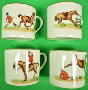 "Set x 4 Abercrombie & Fitch Fox-Hunt Demitasse Andover China Cups" Hand-Painted By Frank Vosmansky