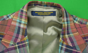 Brooks Brothers Madras Plaid c1970s Sport Jacket Sz: 41R