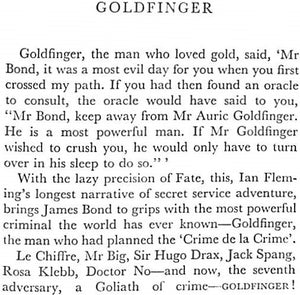 "Goldfinger" 1959 Fleming, Ian (SOLD)