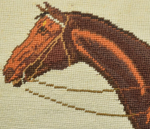 Petit-Needlepoint Jockey On Racehorse Pillow