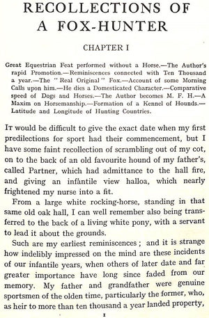 "Recollections of a Fox-Hunter" "SCRUTATOR"