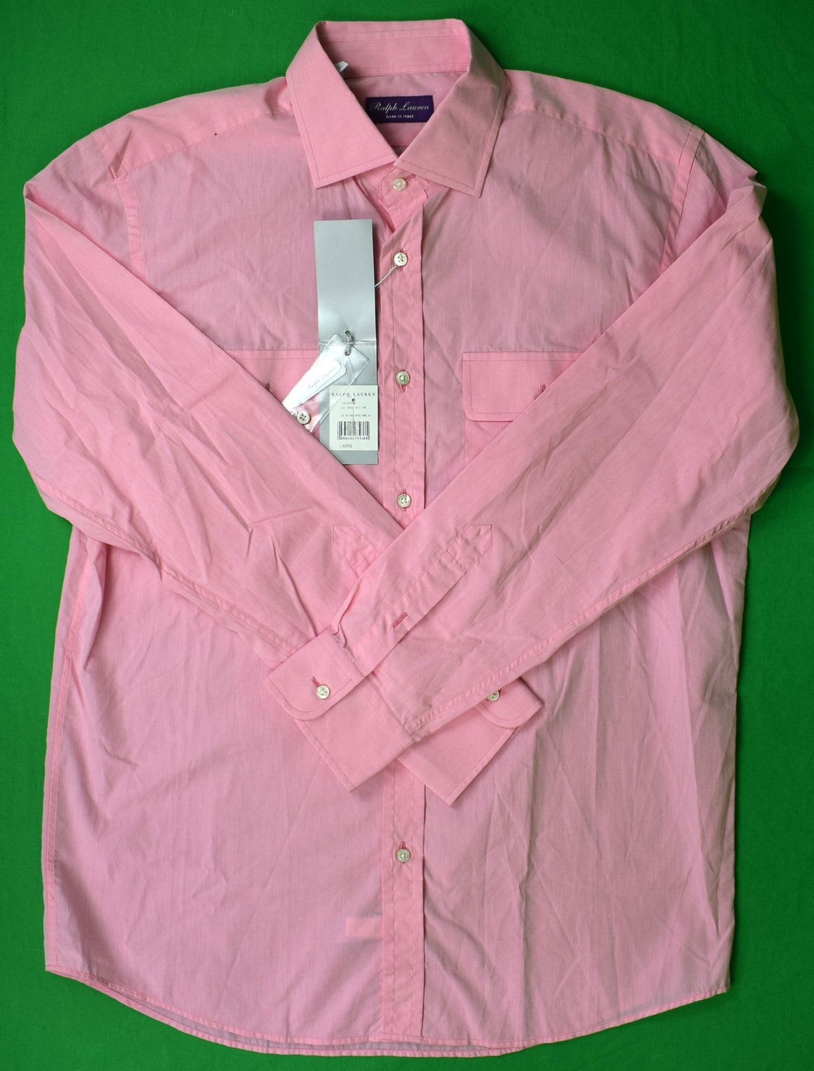 Ralph Lauren Purple Label Italian Pink Cotton Spread Collar Dress Shirt Sz L (New w/ RL Tag)
