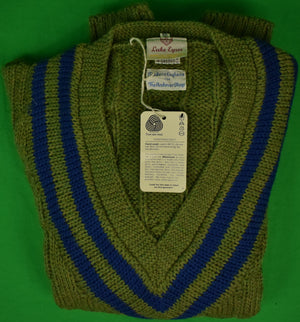"The Andover Shop x Luke Eyres English Cable Cricket Olive Green w/ Blue Stripe Sweater" Sz 40 (New w/ Tag) (SOLD)