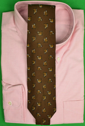 "Brooks Brothers Challis Fox Mask Brown Tie Printed in England" (SOLD)