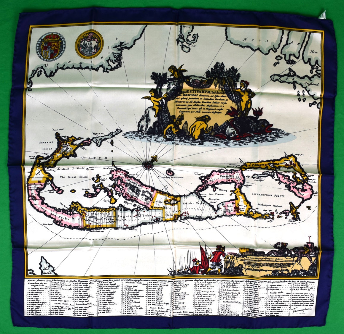 Trimingham's Map Of Bermuda Italian Silk Scarf