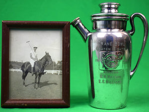 "1938 Polo Championship Cocktail Shaker Trophy w/ Framed Photo"