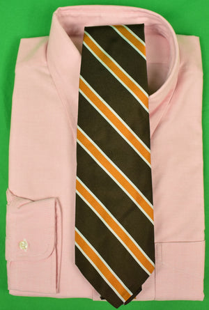 "Brooks Brothers Brown w/ Gold/ White Repp Stripe Silk/ Poly Tie" (SOLD)