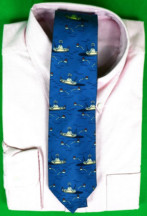 "Chipp Fishing Trawler K-III Marine Blue Silk Tie" (SOLD)