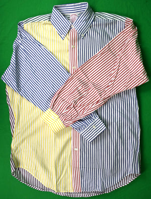 "Brooks Brothers Multi Stripe Fun Broadcloth BD Sport Shirt" Sz 15 1/2-R