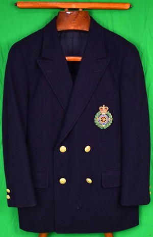 "Chipp DB Navy Flannel Blazer w/ Badge" Sz 38R