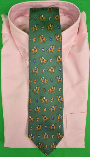 "The Andover Shop Jockey on Racehorse Green Silk Club Tie" (New w/ Tag!)