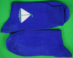 "Royal Blue Intarsia Sailboat Cotton Socks Made In England" (SOLD)