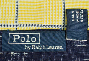 Ralph Lauren Yellow & Navy Glen Plaid Linen Pocket Sq
