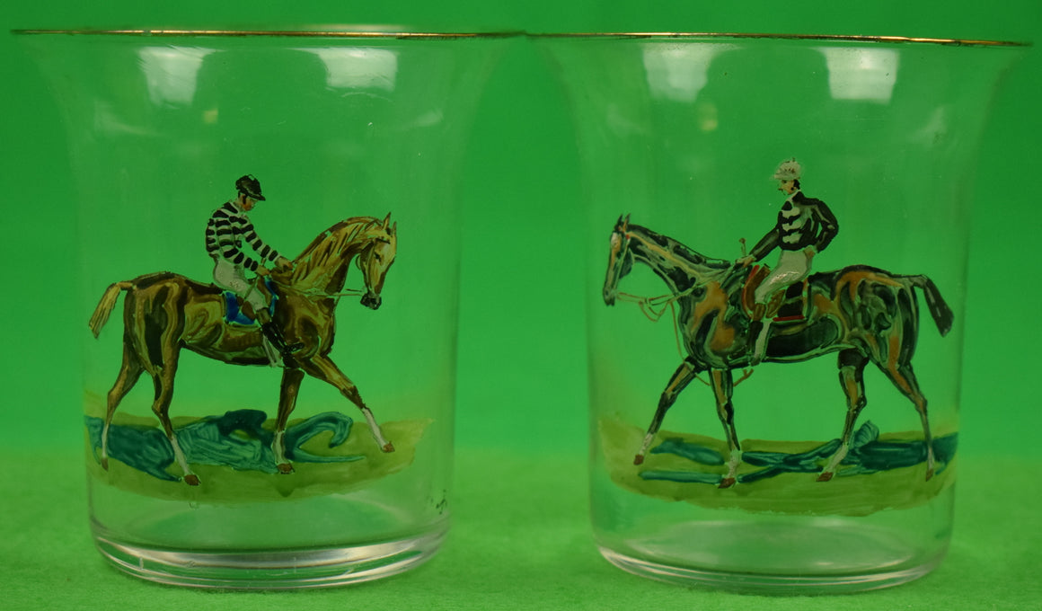 Pair Of Hand-Painted 19th Century Jockey Glasses