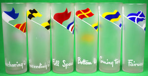 Set of 6 Frosted Signal Flags Collins Glasses