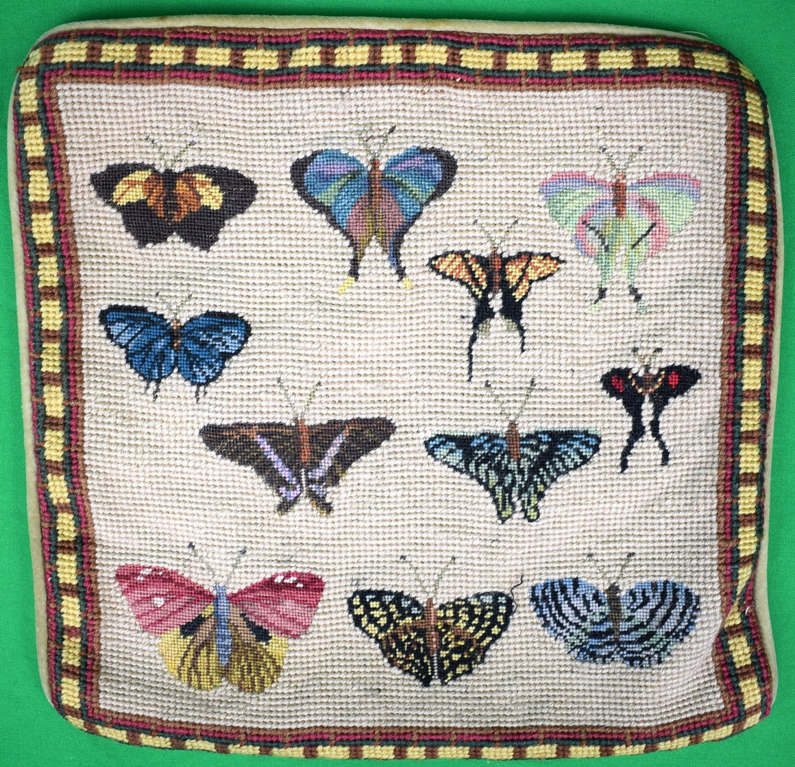 Hand-Needlepoint Butterfly Pillowcase