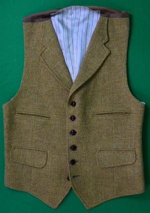 Paul Stuart Harris Tweed Heather Gold Vest Made In Ireland Sz 38
