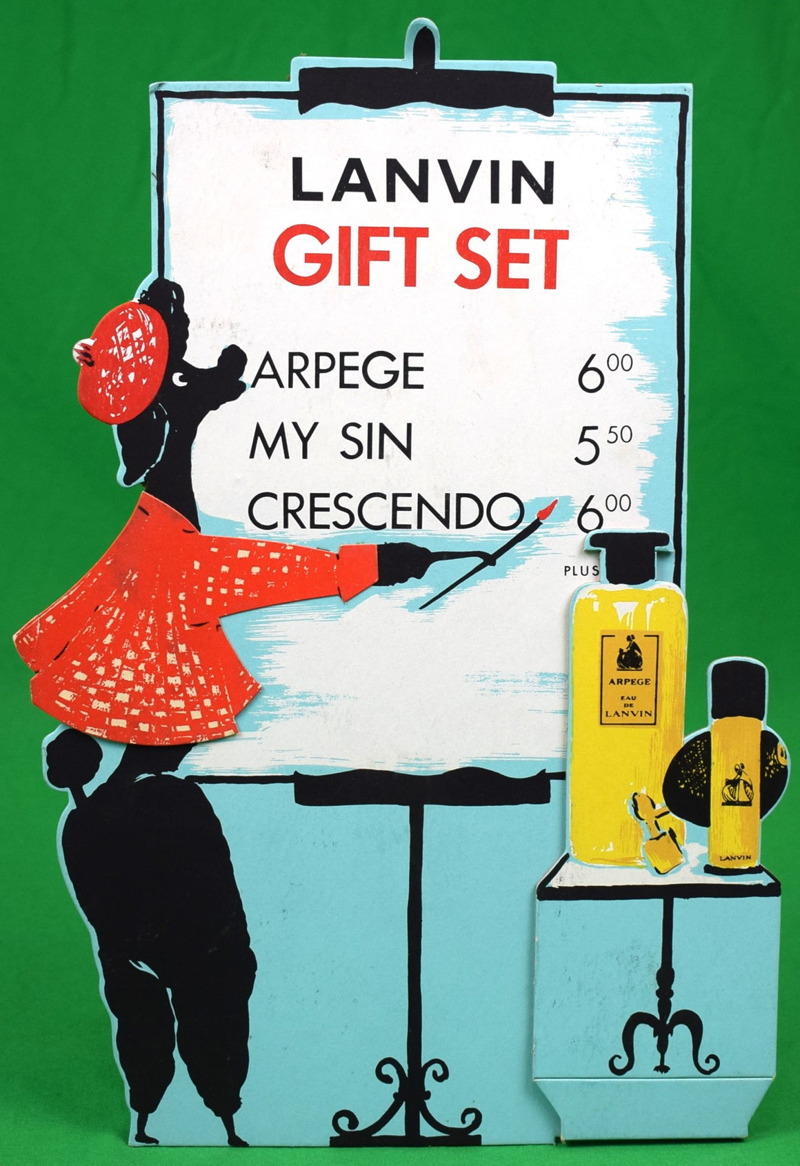 Lanvin Gift Set Arpege/ My Sin/ Crescendo w/ Black Poodle 3-D Advert Sign