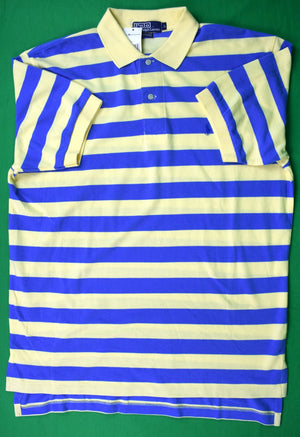 Polo By Ralph Lauren Yellow/ Blue Stripe S/S Pique Polo Shirt Sz L (New w/ PRL Tag)