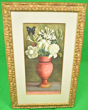 "Floral Vase Still Life w/ Butterfly" Oil on Canvas by Richard de Menocal