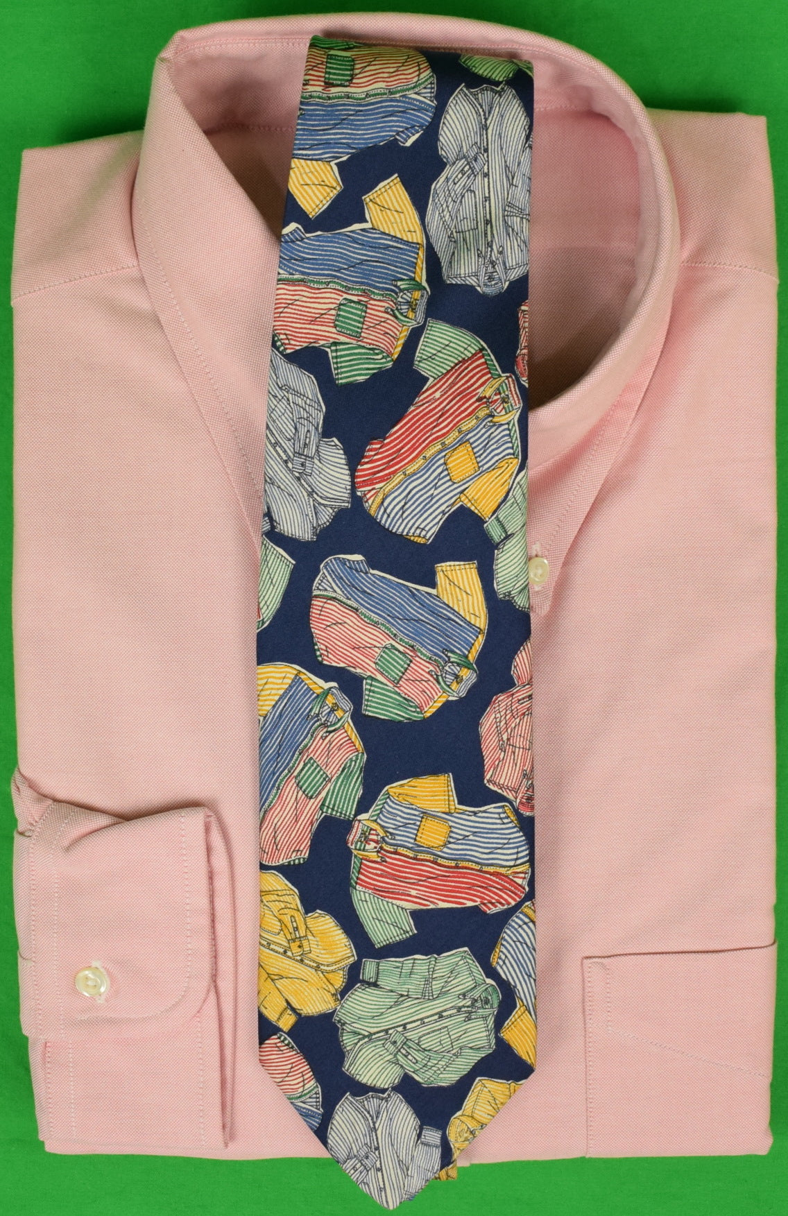 Brooks Brothers Navy 'Fun Shirt' Print Silk Tie