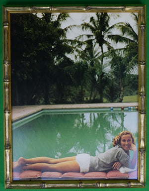 "Slim Aarons 'Alice Topping at Ned McLean's Pool' c1974 Framed Color Plate"