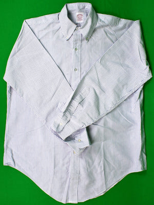 "Brooks Brothers c1980s Blue/ White Candy Stripe OCBD Shirt" Sz 15 1/2- 3