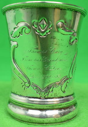 Sterling Mug Engraved: Thomas Cary From His Grandfather Thomas C. Love December 25, 1852