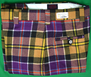 O'Connell's Wool Flannel c1980s Trousers - Tartan - Purple & Gold Sz 36R (DEADSTOCK) (SOLD)