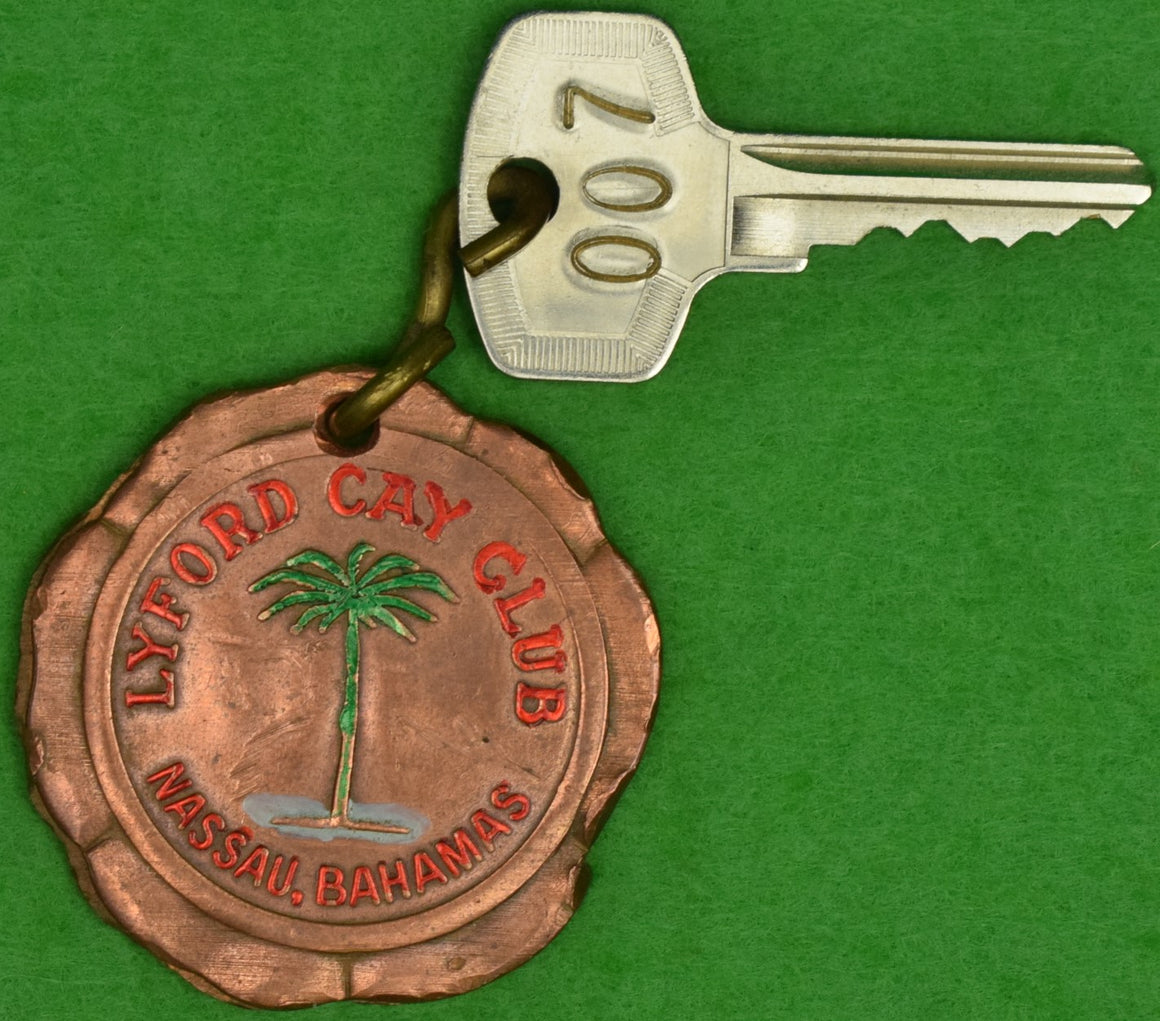 "Lyford Cay Club, Nassau, Bahamas 007 Key & 007 Key Brass 'Coin' Fob" (SOLD)