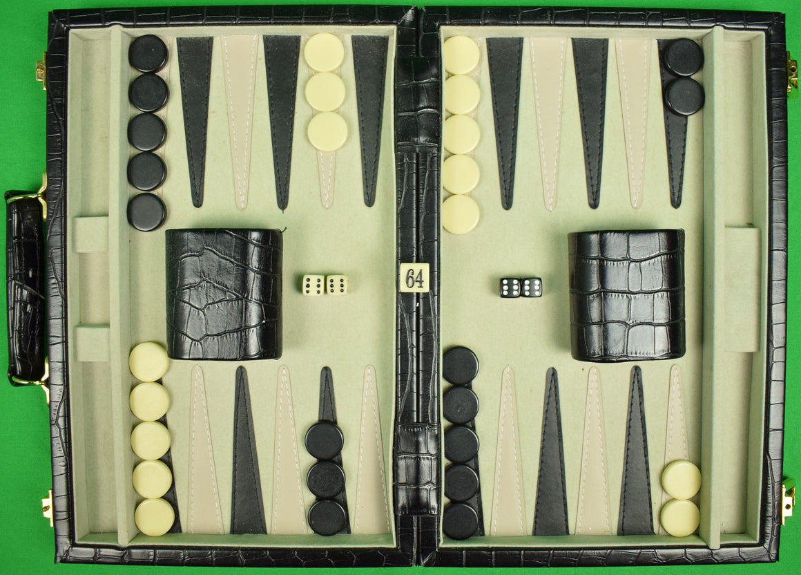 Brooks Brothers '346' Backgammon Board in Faux Croc Travel Case