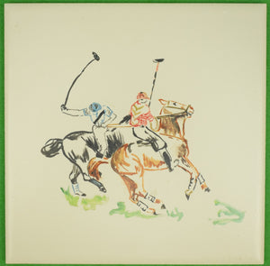 Hand-Painted Polo Player Ceramic Tile