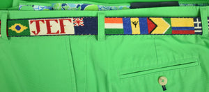 "Hand-Needlepoint (16) Country Flags Belt" Sz: 35