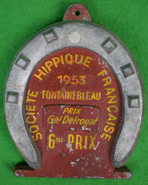 "Societe Hippique Francaise 1953 Fountainebleau Show Jumping Horseshoe Plaque"