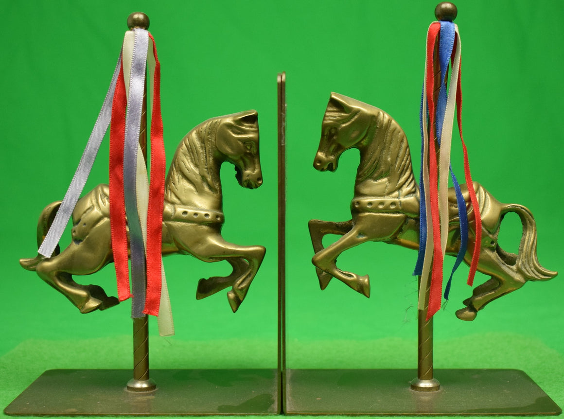 Pair x Bronze Carousel Horse Bookends