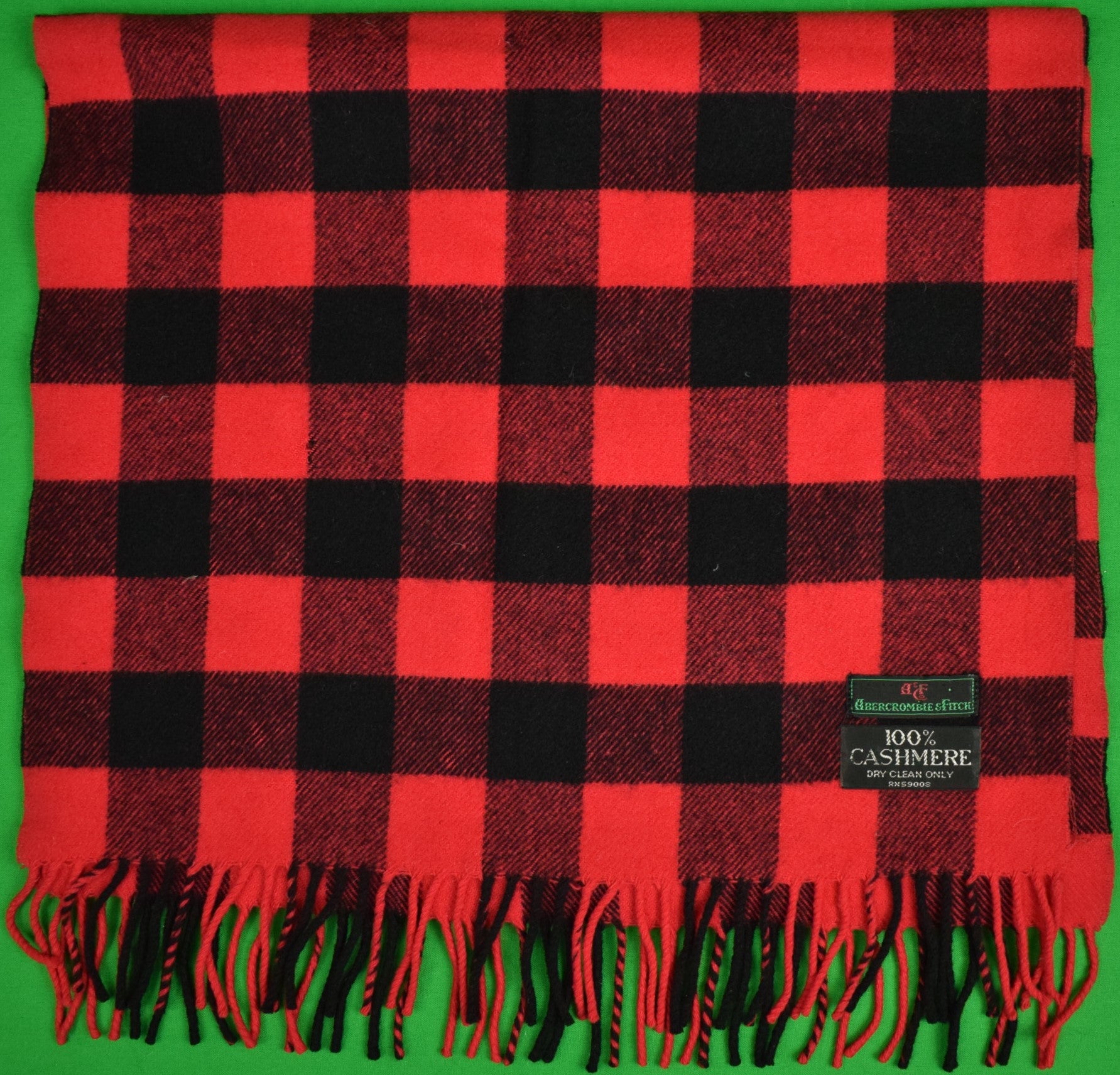 by Kiks Rejsende Abercrombie & Fitch Red/ Black Buffalo Check Cashmere Scarf