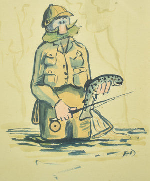 Fly Fisherman w/ Trout In Hand