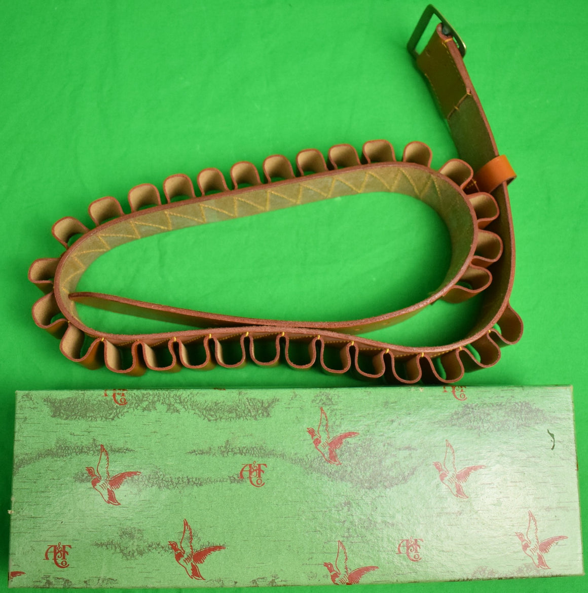 Abercrombie & Fitch 12 Gauge Shell Belt New/ Old Stock in A&F Box Sz: 38"W