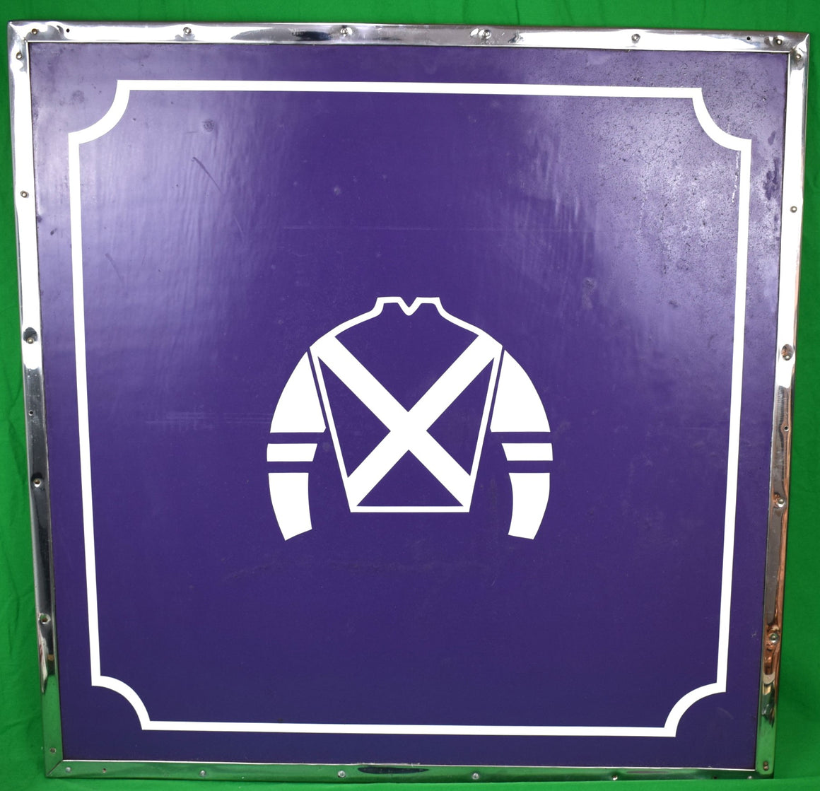 "Racing Stable Owner's Purple/ White Jockey Sign"
