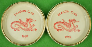 "Pair x 1960 Dragon Club Ashtrays/ Coasters w/ Gold Trim"