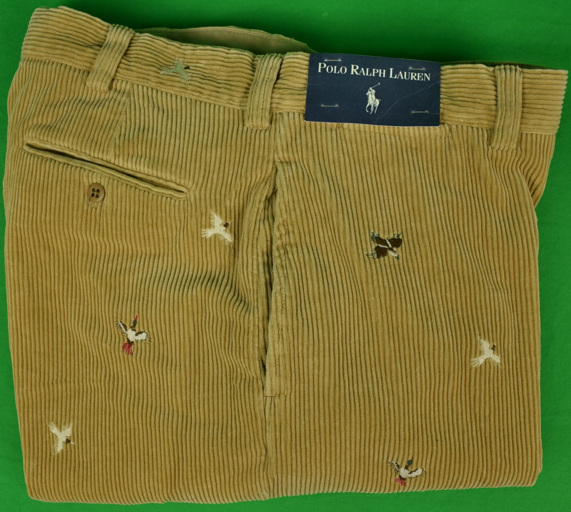 "Polo Ralph Lauren Wide Wale Tan Corduroy Embroidered Game Bird Pants" Sz 36L (New w/ RL Tag!)