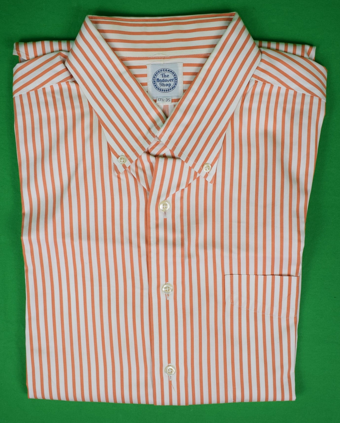 "The Andover Shop Orange Broadcloth Bengal Stripe BD Shirt: Sz 17 1/2- 35