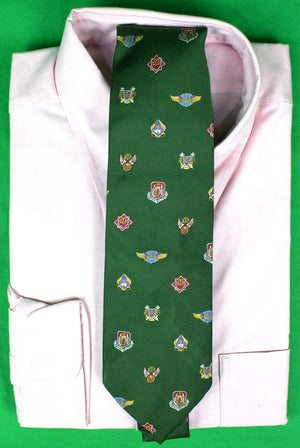 "Brooks Brothers Bentley Green Crest Club English Silk Tie"