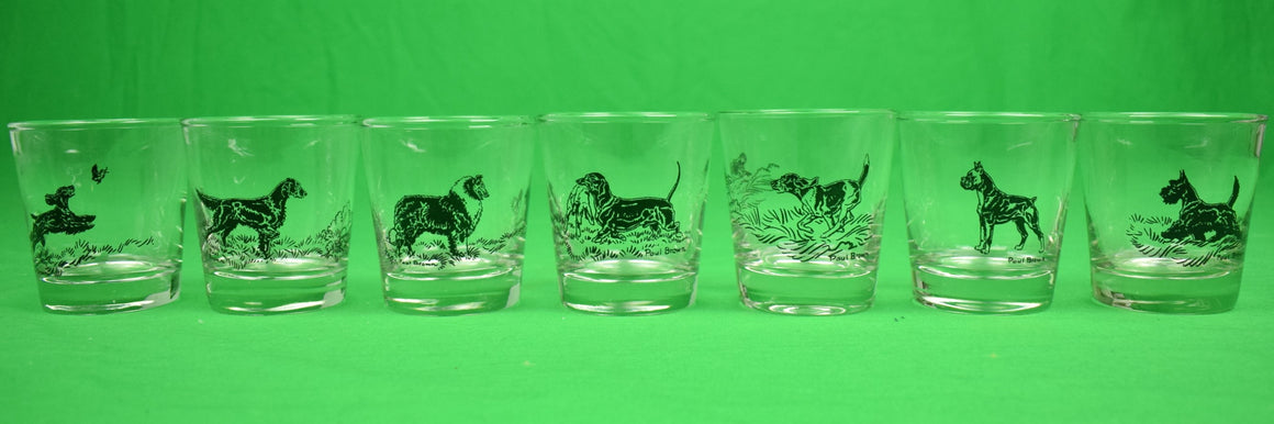 Set of 7 Dog Breed Old-Fashioned Glasses by Paul Brown for Brooks Brothers