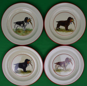 Set x 4 Cyril Gorainoff Hunting Dog w/ Pheasant Hand-Painted Bedford Ware Plates