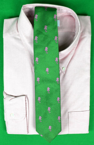 "Brooks Brothers English Silk Green/ Pink Seahorse Tie"