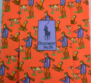 "Polo By Ralph Lauren Orange Huntsman/ Game Dog Silk Tie"