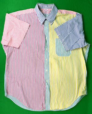 "Brooks Brothers Multi Stripe S/S B/D Fun Shirt" Sz XL